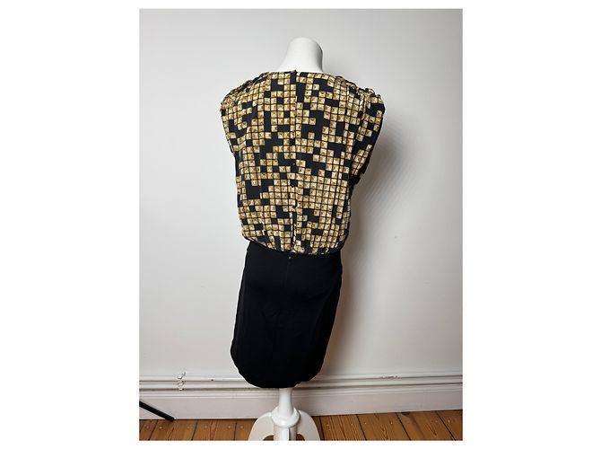 Abito midi in seta vintage Alexander Wang nero e oro L - vista 3
