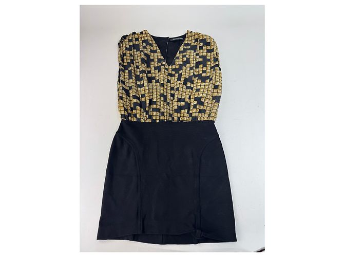 Abito midi in seta vintage Alexander Wang nero e oro L - vista 4
