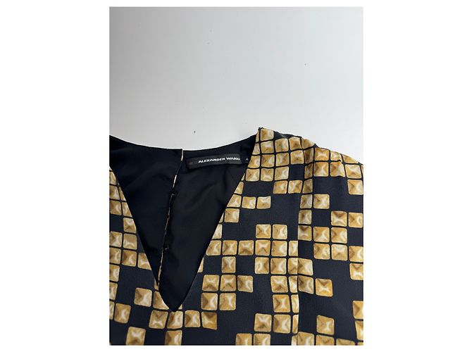Abito midi in seta vintage Alexander Wang nero e oro L - vista 6