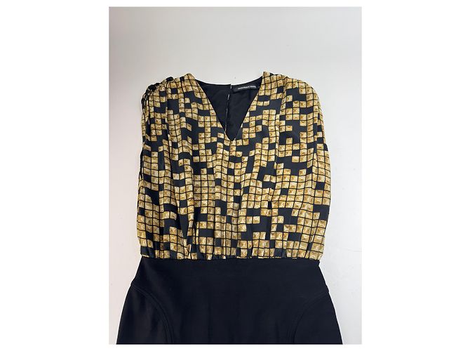Abito midi in seta vintage Alexander Wang nero e oro L - vista 7