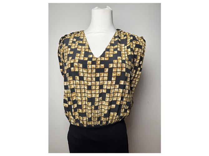 Abito midi in seta vintage Alexander Wang nero e oro L - vista 8