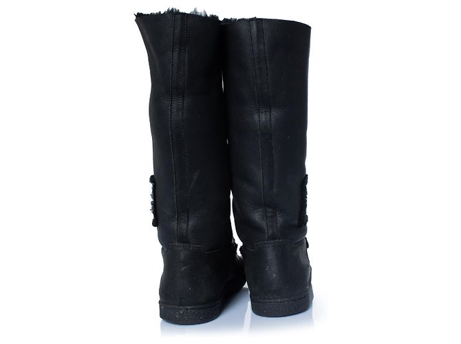 Chanel, Schwarze Schafslederstiefel - Ansicht 3
