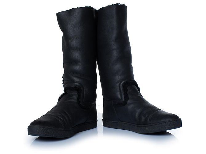 Chanel, Schwarze Schafslederstiefel - Ansicht 6