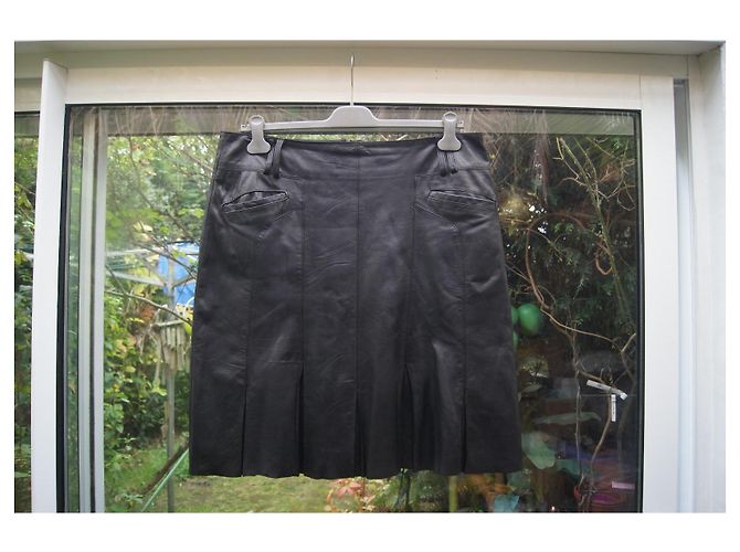 Autre Marque Arma Lederrock Schwarz mit Plissee - Ansicht 2