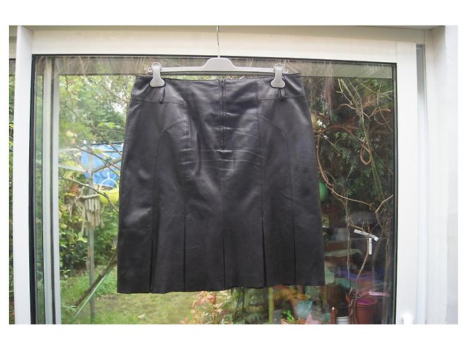 Autre Marque Arma Lederrock Schwarz mit Plissee - Ansicht 4