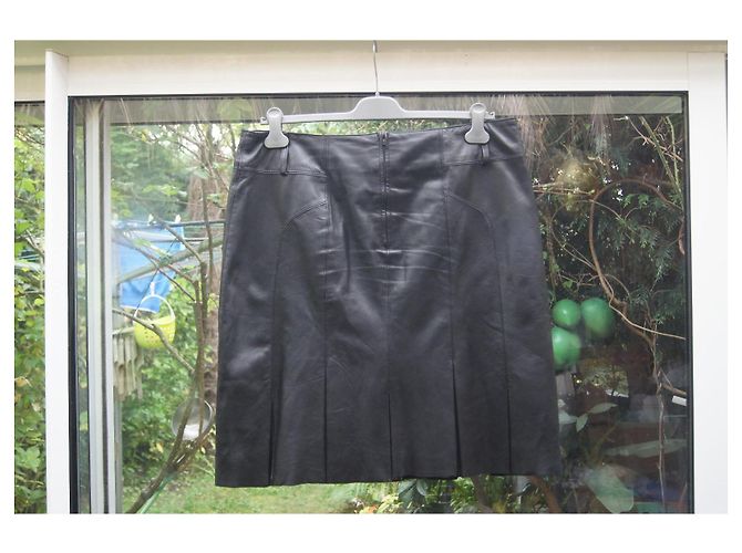 Autre Marque Arma Lederrock Schwarz mit Plissee - Ansicht 5