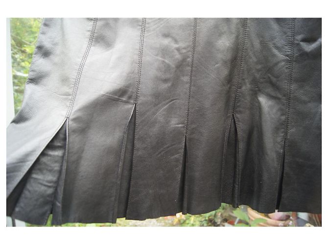 Autre Marque Arma Lederrock Schwarz mit Plissee - Ansicht 6
