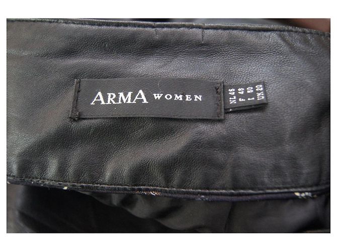Autre Marque Arma Lederrock Schwarz mit Plissee - Ansicht 7