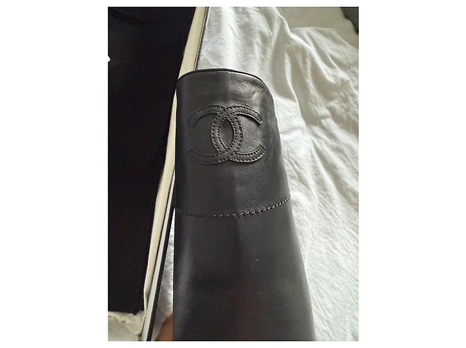 Cambon Botas de montar Chanel negras de cuero nuevas talla 36 Negro - vista 8