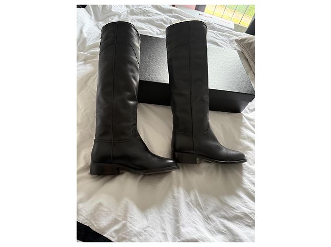 Cambon Botas de montar Chanel negras de cuero nuevas talla 36 Negro - vista 9