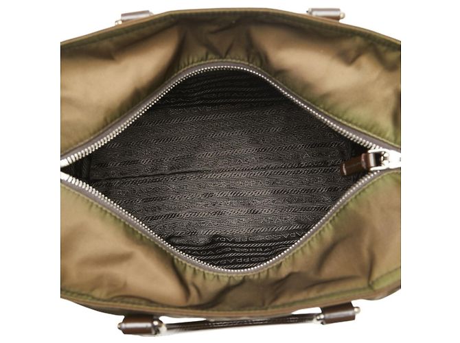 Borsa Prada con placca logo triangolare in khaki e marrone Cachi - vista 10
