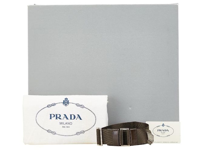 Borsa Prada con placca logo triangolare in khaki e marrone Cachi - vista 14