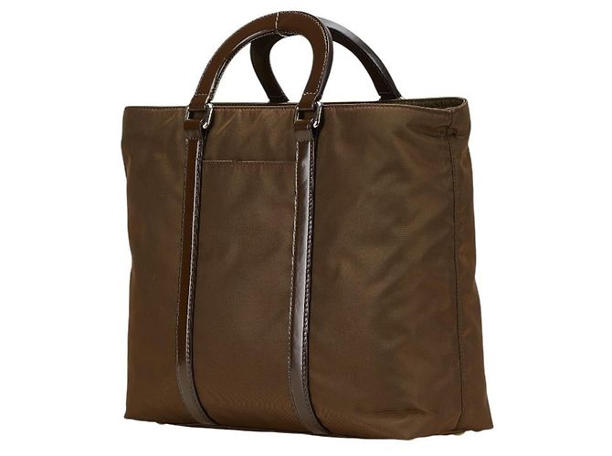 Borsa Prada con placca logo triangolare in khaki e marrone Cachi - vista 2