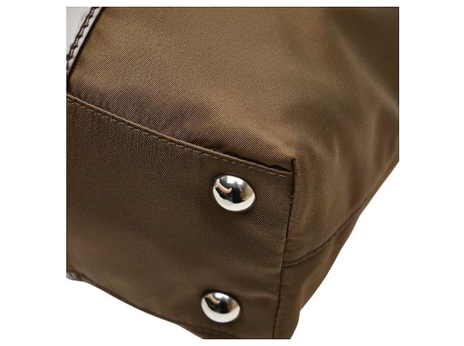 Borsa Prada con placca logo triangolare in khaki e marrone Cachi - vista 4