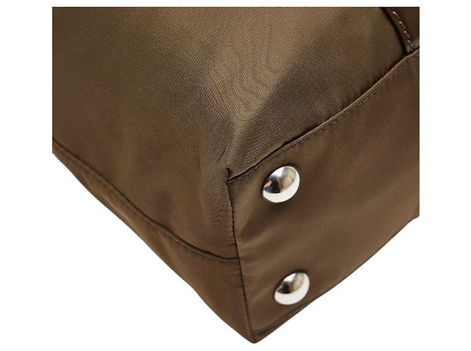 Borsa Prada con placca logo triangolare in khaki e marrone Cachi - vista 5