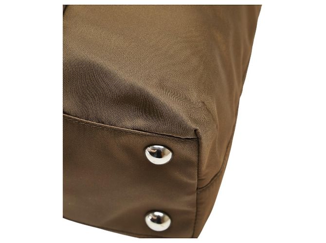 Borsa Prada con placca logo triangolare in khaki e marrone Cachi - vista 6