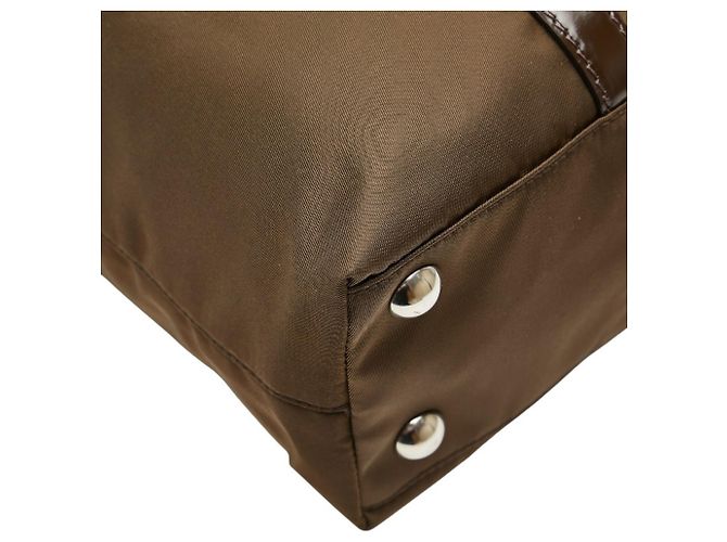 Borsa Prada con placca logo triangolare in khaki e marrone Cachi - vista 7