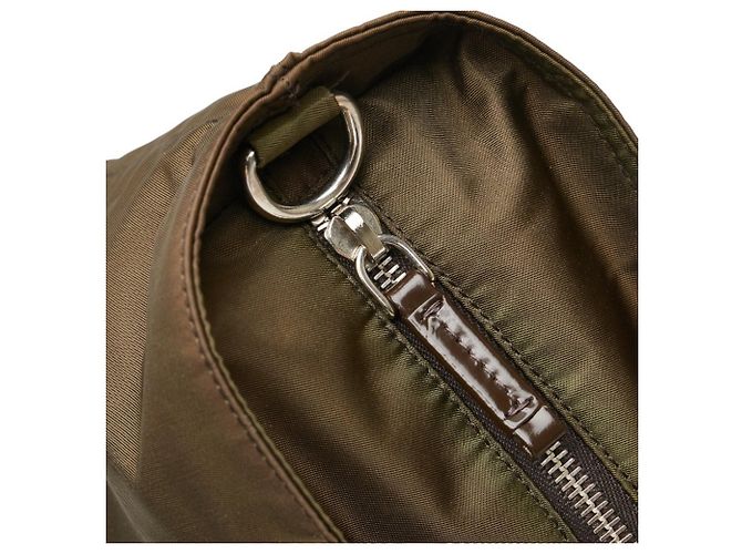 Borsa Prada con placca logo triangolare in khaki e marrone Cachi - vista 8