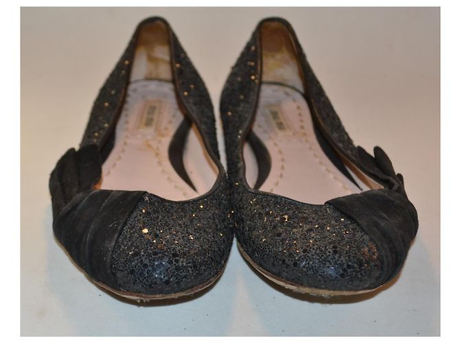 Ballerine Miu Miu paillettes e scamosciato nero - vista 2