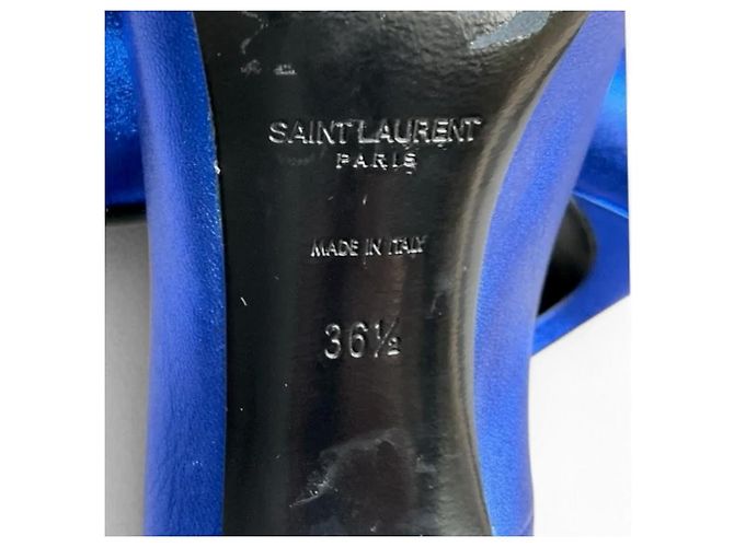 Saint Laurent Metallic blaue Peeptoe-Pumps Metallisch - Ansicht 3