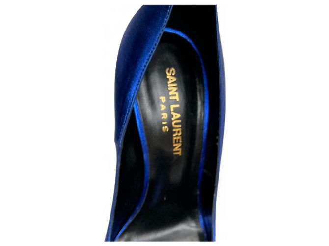 Saint Laurent Metallic blaue Peeptoe-Pumps Metallisch - Ansicht 5