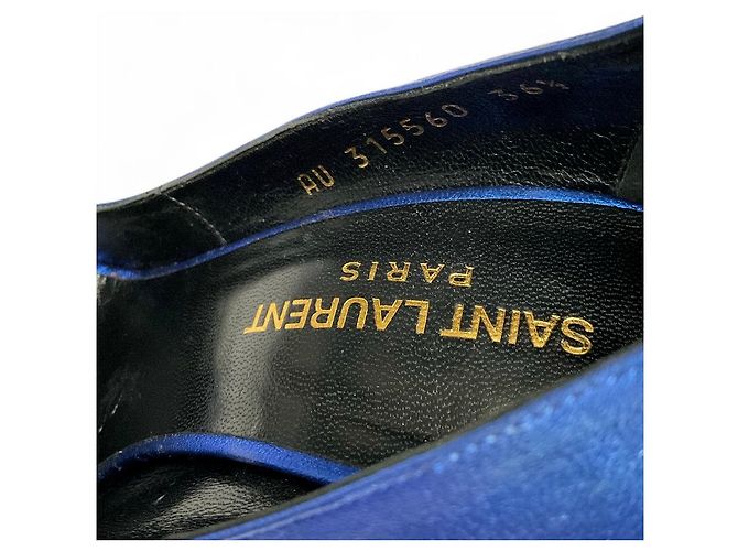 Saint Laurent Metallic blaue Peeptoe-Pumps Metallisch - Ansicht 6