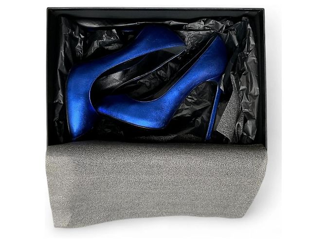 Saint Laurent Metallic blaue Peeptoe-Pumps Metallisch - Ansicht 9