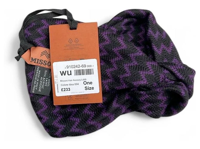 Fascia per capelli con motivo zig zag Missoni in nero e viola NUOVO Porpora - vista 4