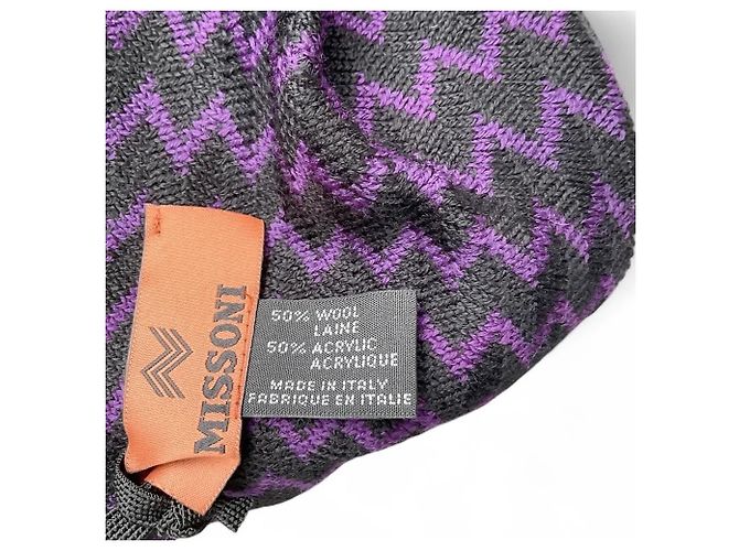 Fascia per capelli con motivo zig zag Missoni in nero e viola NUOVO Porpora - vista 5