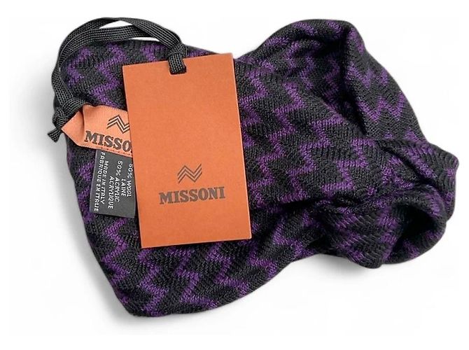 Fascia per capelli con motivo zig zag Missoni in nero e viola NUOVO Porpora - vista 6