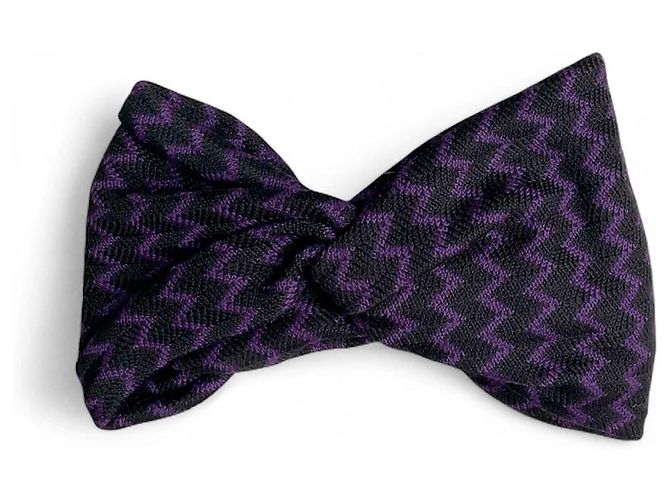 Fascia per capelli con motivo zig zag Missoni in nero e viola NUOVO Porpora - vista 7