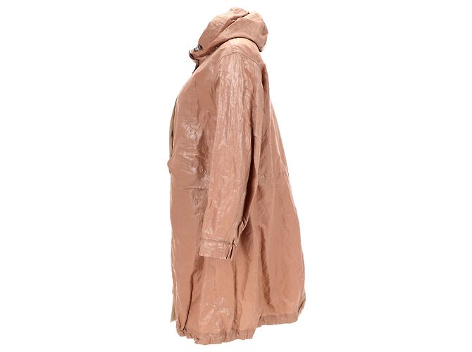 Abrigo de lluvia con capucha en tricotine brillante Brunello Cucinelli en algodón marrón Castaño Roja - vista 2