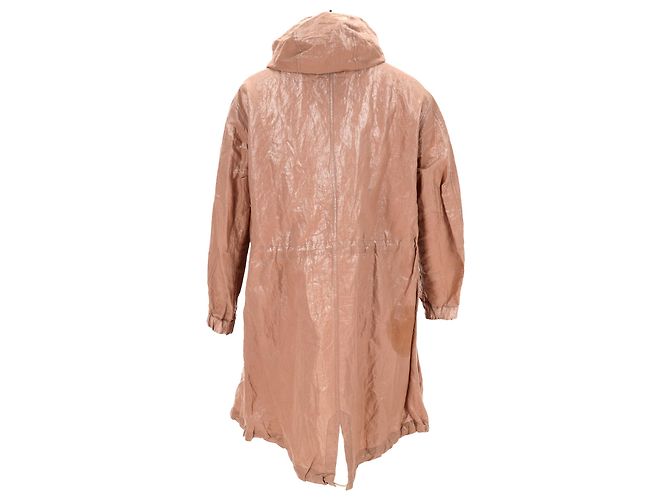 Abrigo de lluvia con capucha en tricotine brillante Brunello Cucinelli en algodón marrón Castaño Roja - vista 3