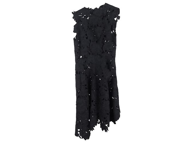 Max Mara Sportmax Spitzen-Midi-Kleid aus schwarzem Polyester - Ansicht 2