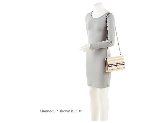 Borsa a Spalla Kate in Tela con Monogramma Stampato Saint Laurent Marrone Beige - vista 5