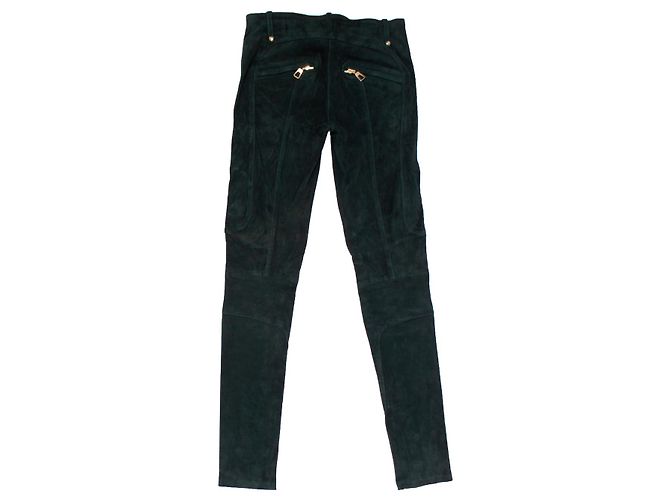 Grüne Wildleder-Bikerhosen Balmain X H&M. - Ansicht 2