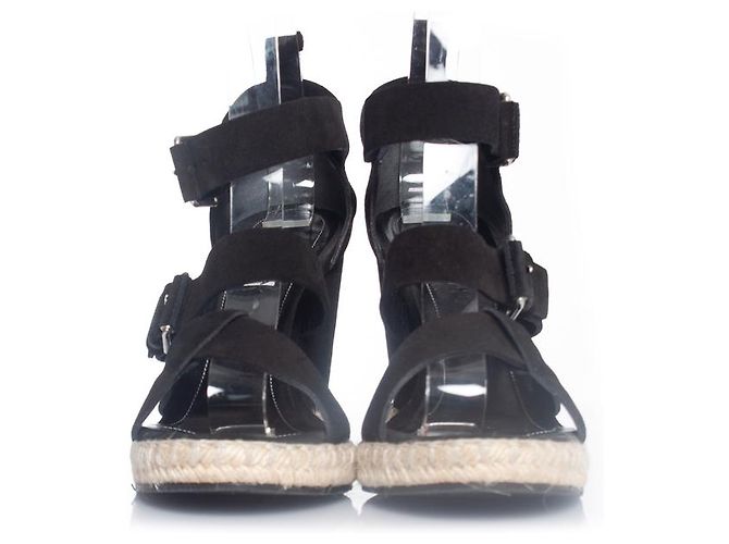 Sandalo con zeppa in suede Balenciaga Nero - vista 4