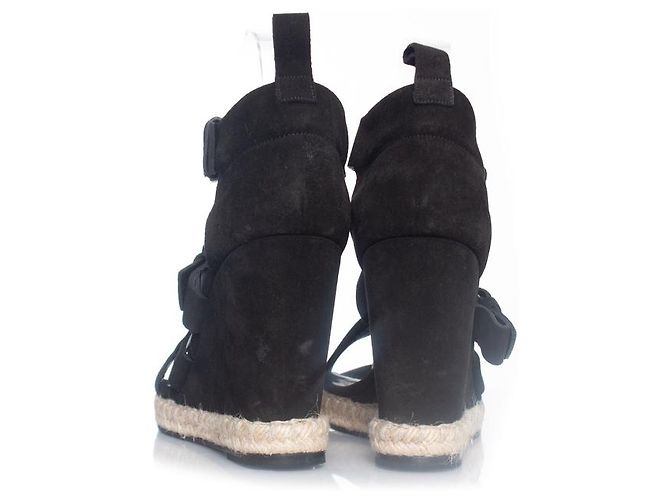 Sandalo con zeppa in suede Balenciaga Nero - vista 6