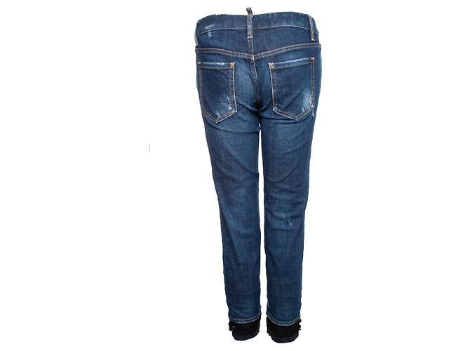 Jeans azuis Dsquared2 com acabamento de renda. Azul - vista 2