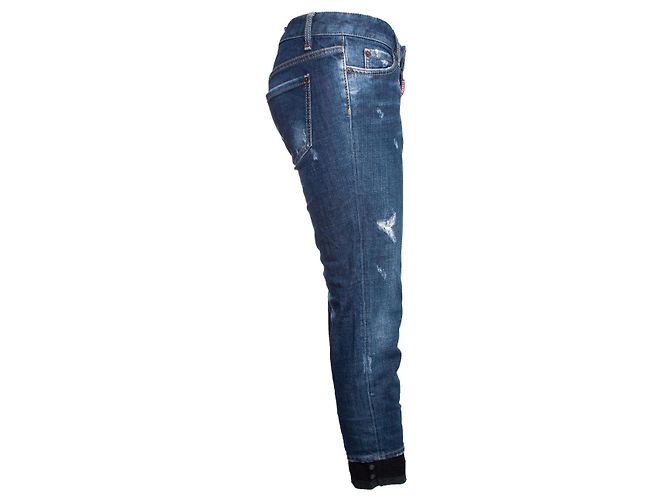 Jeans azuis Dsquared2 com acabamento de renda. Azul - vista 3