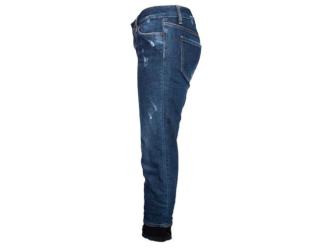 Jeans azuis Dsquared2 com acabamento de renda. Azul - vista 4