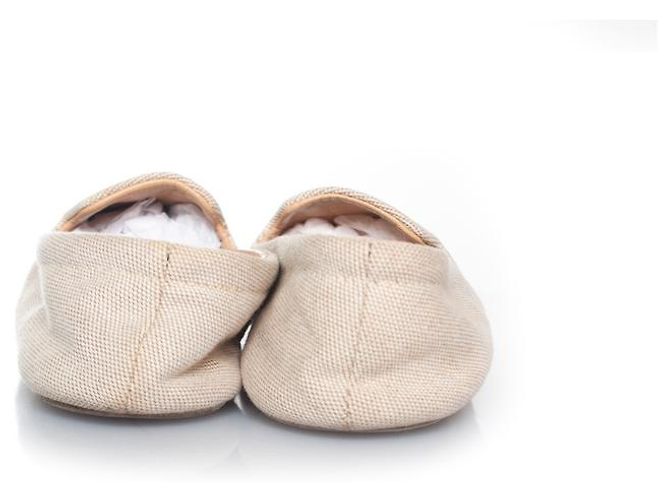 Hermès Pantofole in tela Hermes Home beige Marrone - vista 3