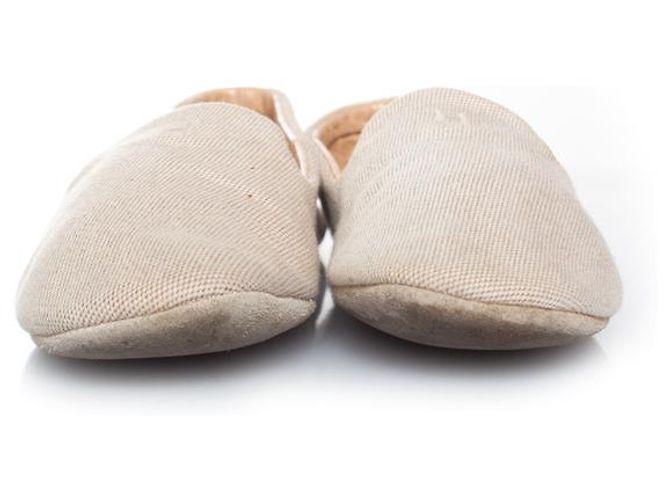 Hermès Pantofole in tela Hermes Home beige Marrone - vista 5