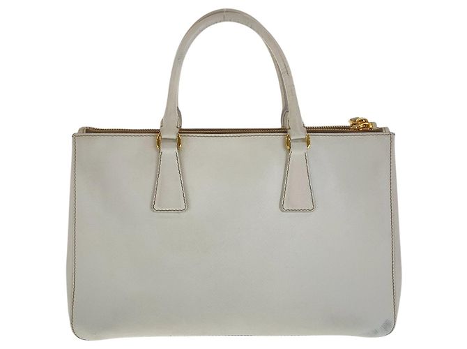 Prada Saffiano Galleria Leder Tote Weiß - Ansicht 2