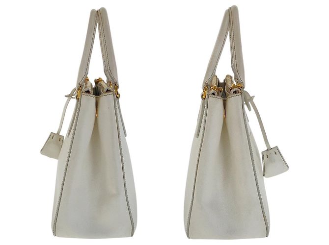 Prada Saffiano Galleria Leder Tote Weiß - Ansicht 3