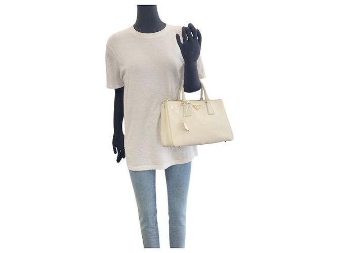 Prada Saffiano Galleria Leder Tote Weiß - Ansicht 6