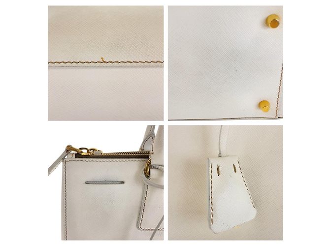 Prada Saffiano Galleria Leder Tote Weiß - Ansicht 8