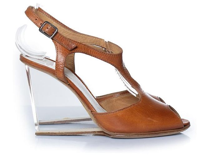 Maison Martin Margiela Wedge in pelle marrone Maison Margiela - vista 4