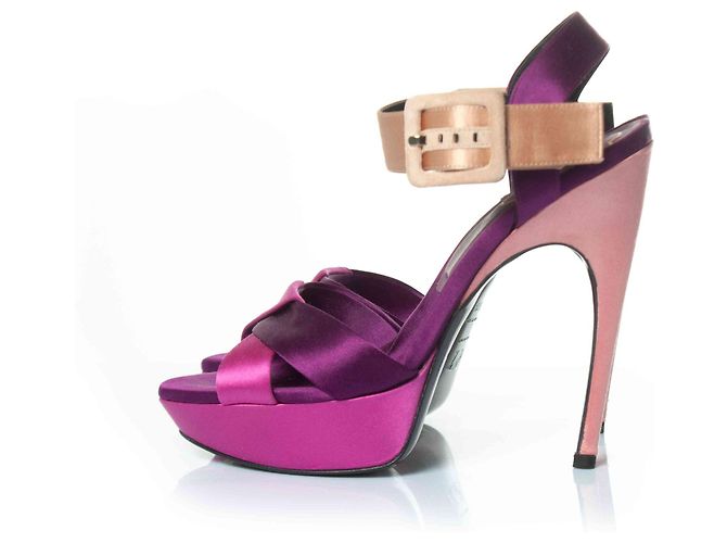 Sandali a piattaforma in raso Roger Vivier Rosa - vista 2