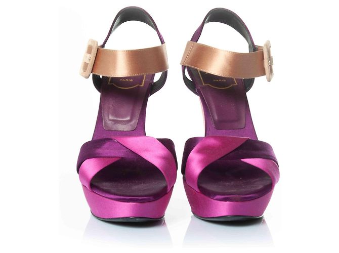 Sandali a piattaforma in raso Roger Vivier Rosa - vista 3